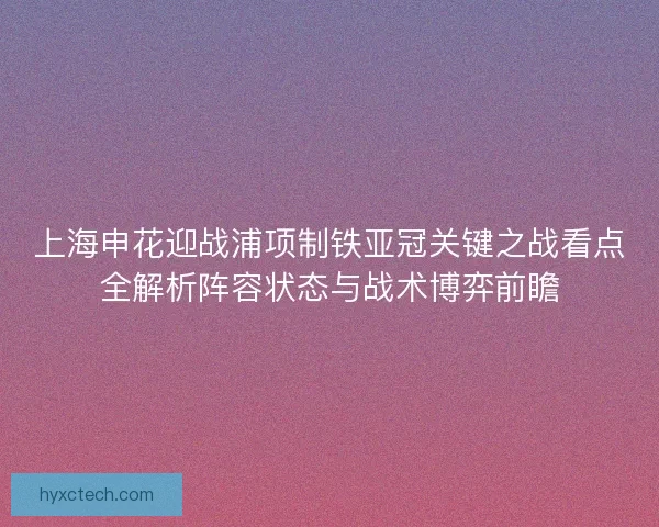 上海申花迎战浦项制铁亚冠关键之战看点全解析阵容状态与战术博弈前瞻